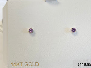 Amethyst Round 14K Yellow Gold Earrings