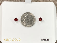 Load image into Gallery viewer, Mozambique Garnet Stud Earrings 14 K White Gold