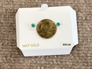 Emerald 14 K White Gold Stud Earrings 0.54 Carats