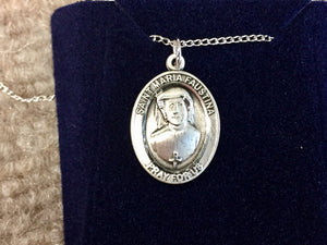 St Maria Faustina Silver Pendant With 18 Inch Chain Religious