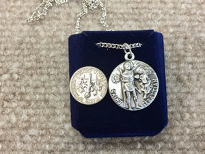 Saint Sebastian Silver Pendant With Chain Religious