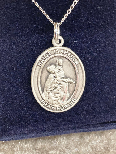 Saint Isabella of Portugal Silver Pendant And Chain Religious