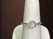 Load image into Gallery viewer, Rainbow Moonstone &amp; Diamond Silver Ring