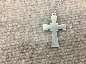 Mosaic Silver Cross With Chain Religious