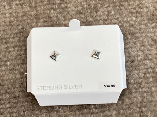 Silver Pyramid Post Earrings