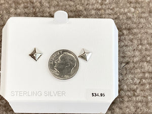 Silver Pyramid Post Earrings