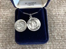 Load image into Gallery viewer, Saint Lazarus Silver Medal With 18 Inch Silver Curb Chain Religious