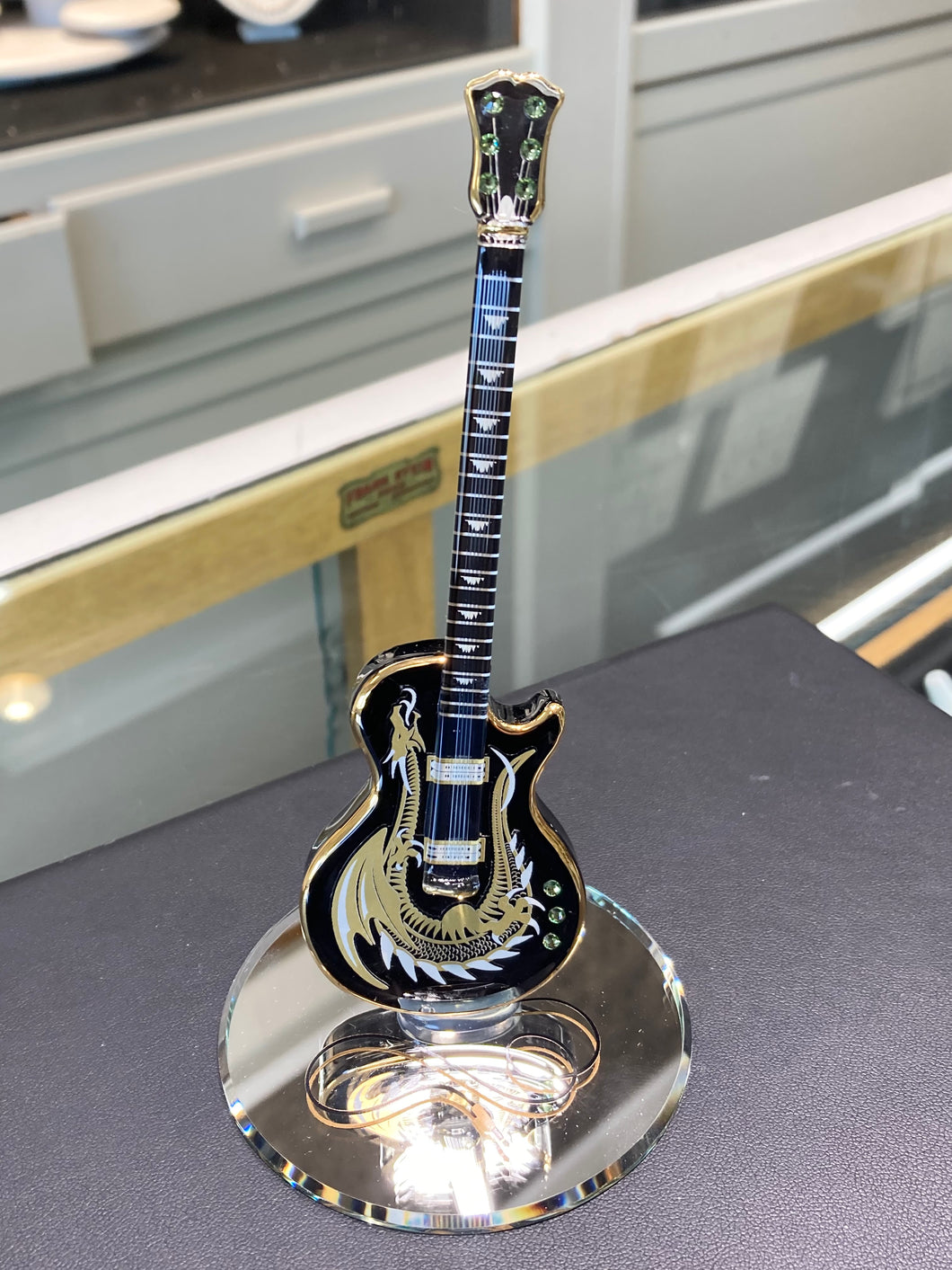 Dragon Guitar Glass Figurine
