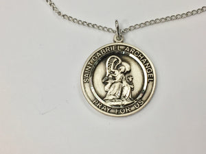 St. Gabriel The Archangel Silver Medal With 18 Inch Chain Religious