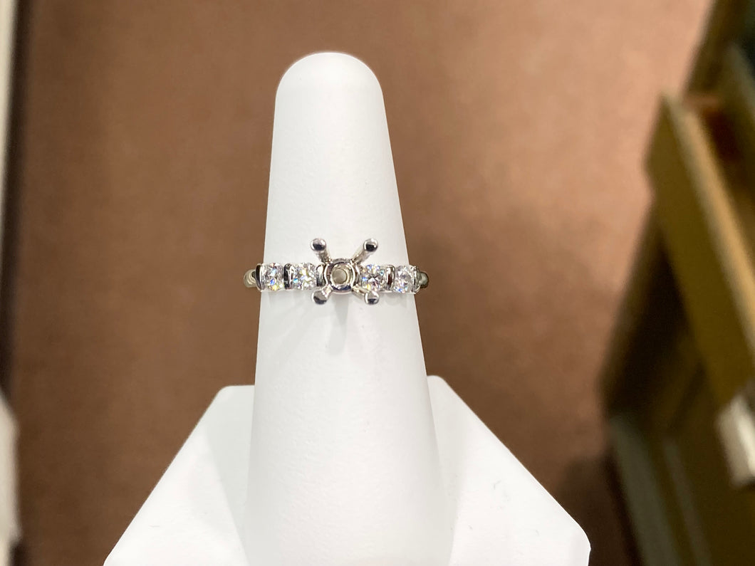 Platinum Diamond Semi Mount Engagement Ring Bar Set Diamonds