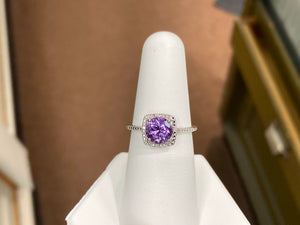 Amethyst And Diamond Silver Ring