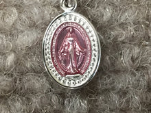 Load image into Gallery viewer, Pink Silver Miraculous Medal And Chain Religious
