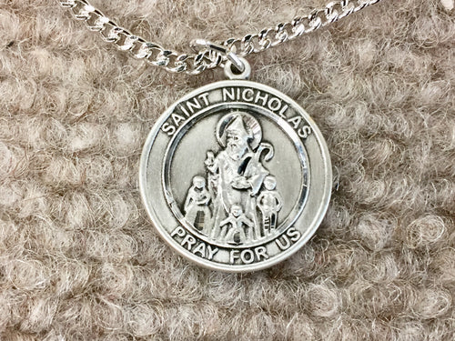 Saint Nicholas Silver Pendant With Silver Chain