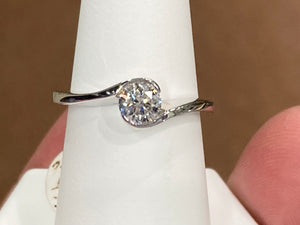 14 K White Gold Diamond Engagement Ring Bezel Set
