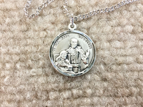 Saint Camillus Silver Pendant With Chain Religious