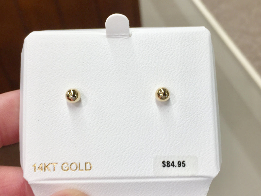 14 K Yellow Gold Ball Earrings