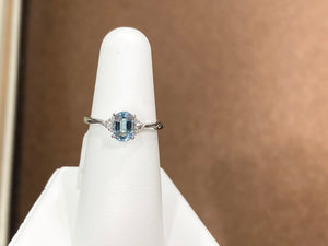 Aquamarine And Diamond White Gold Ring