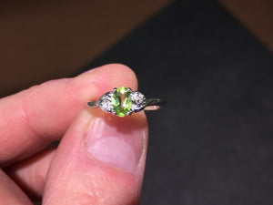 Peridot And Diamond White Gold Ring