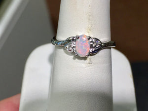 Opal And Diamond White Gold Ring