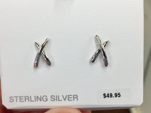 Silver Geometric (X) Stud Earrings