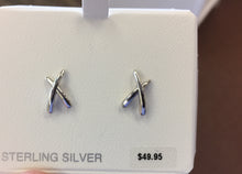 Load image into Gallery viewer, Silver Geometric (X) Stud Earrings