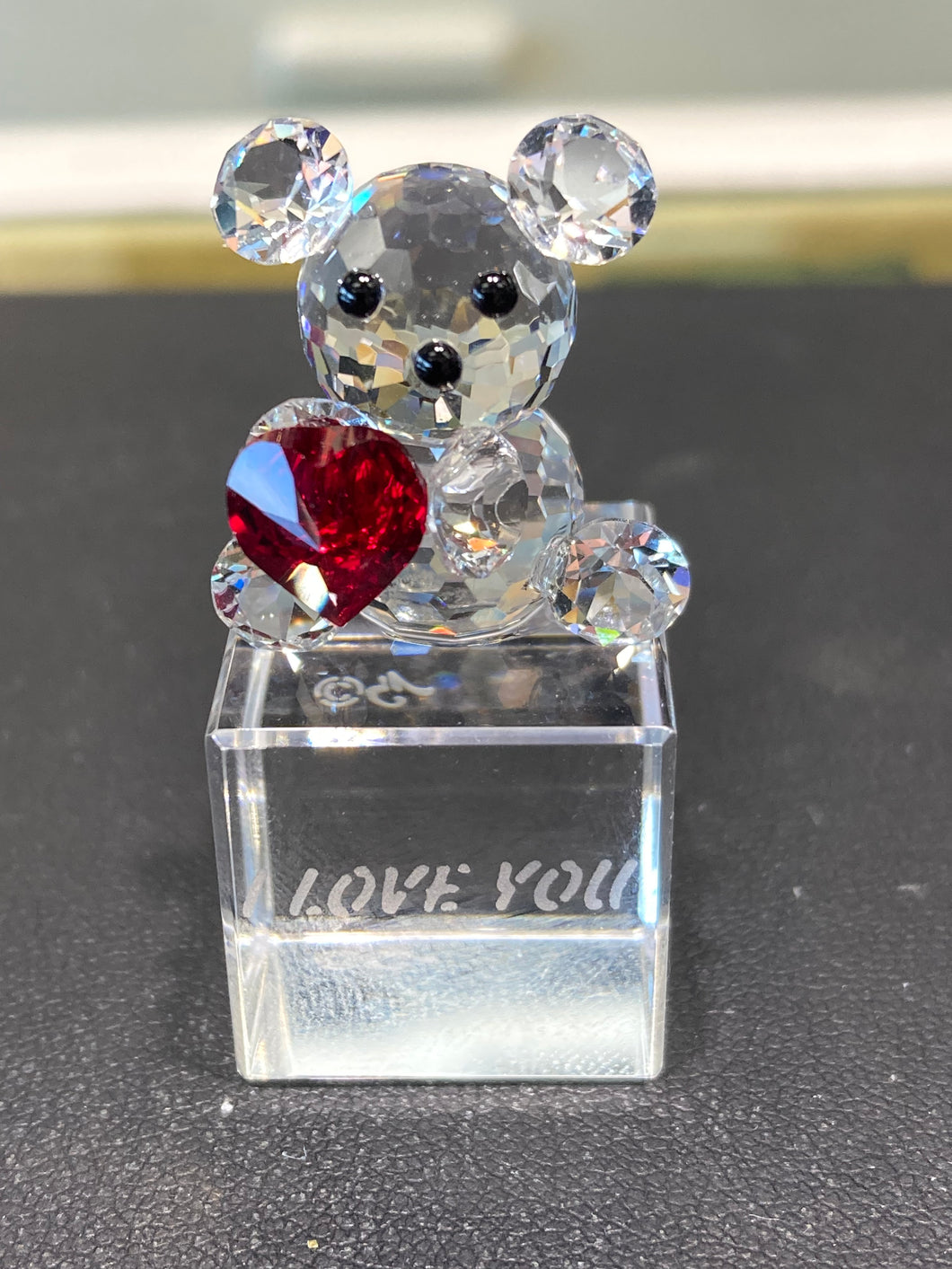 I Love You Teddy Bear Crystal Figurine