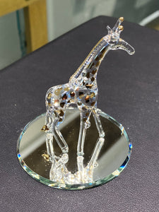 Giraffe Glass Figurine With 22 K Gold Accents