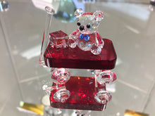 Load image into Gallery viewer, Red Wagon Teddy Bear Crystal Figurine