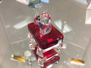 Red Wagon Teddy Bear Crystal Figurine