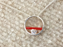 Load image into Gallery viewer, Carnelian And Cubic Zirconia Sterling Silver Pendant And 18&quot;Chain