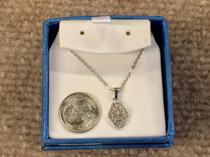 Silver Diamond Pendant With 18 Inch Chain
