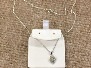 Silver Diamond Pendant With 18 Inch Chain