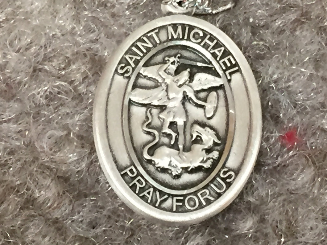 Saint Michael Silver Pendant With Chain