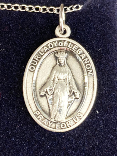 Our Lady Of Lebanon Silver Pendant And Chain