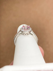 Pink Swarovski Zironia Silver Ring