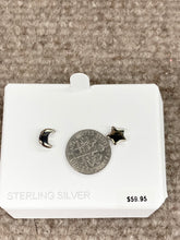 Cargar imagen en el visor de la galería, Silver Star And Moon Earrings