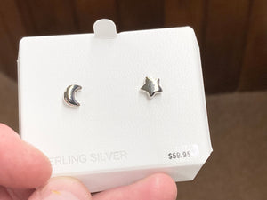 Silver Star And Moon Earrings
