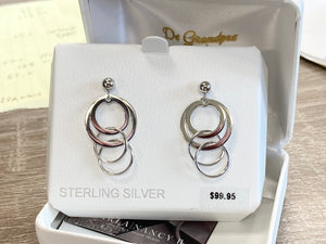 Silver Circle Dangle Earrings