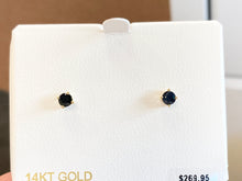 Cargar imagen en el visor de la galería, Sapphire 14 K Yellow Gold Stud Earrings