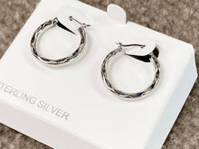 Load image into Gallery viewer, Silver Embossed Hoop Earrings