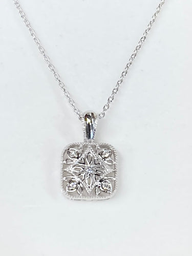 Silver Filigree Diamond Pendant