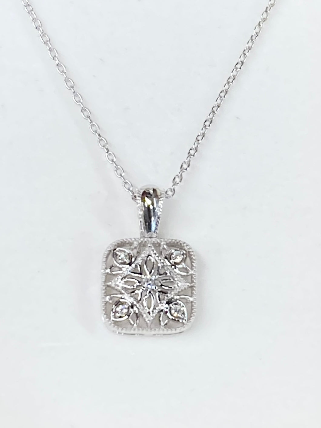 Silver Filigree Diamond Pendant