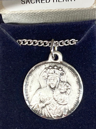 Our Lady Of Czestochowa Silver Pendant And Chain