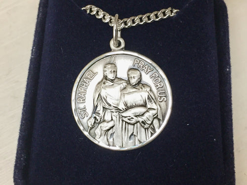 Saint Raphael Silver Pendant And Chain