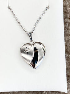 Silver Diamond Heart Locket