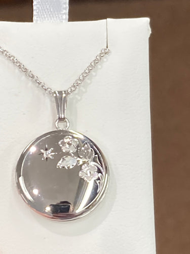 Silver Diamond Locket With Chain