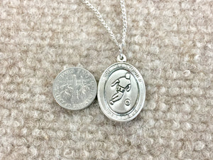 Saint Christopher Silver Soccer / Football Pendant With Chain