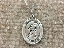 Load image into Gallery viewer, Saint Christopher Silver Soccer / Football Pendant With Chain