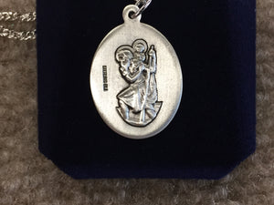 Saint Christopher Silver Hockey Pendant With Chain Religious