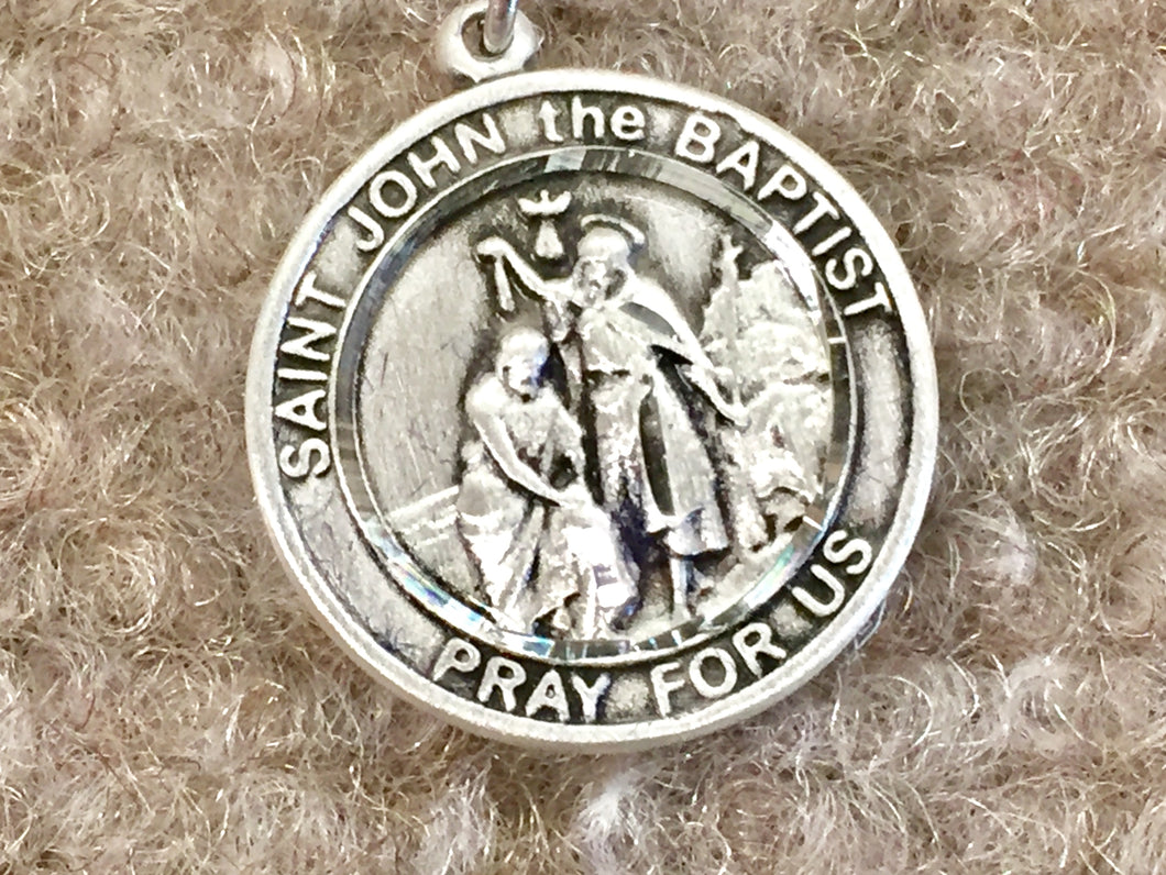 Saint John The Baptist Medal With 18 Inch Silver Chain Religious